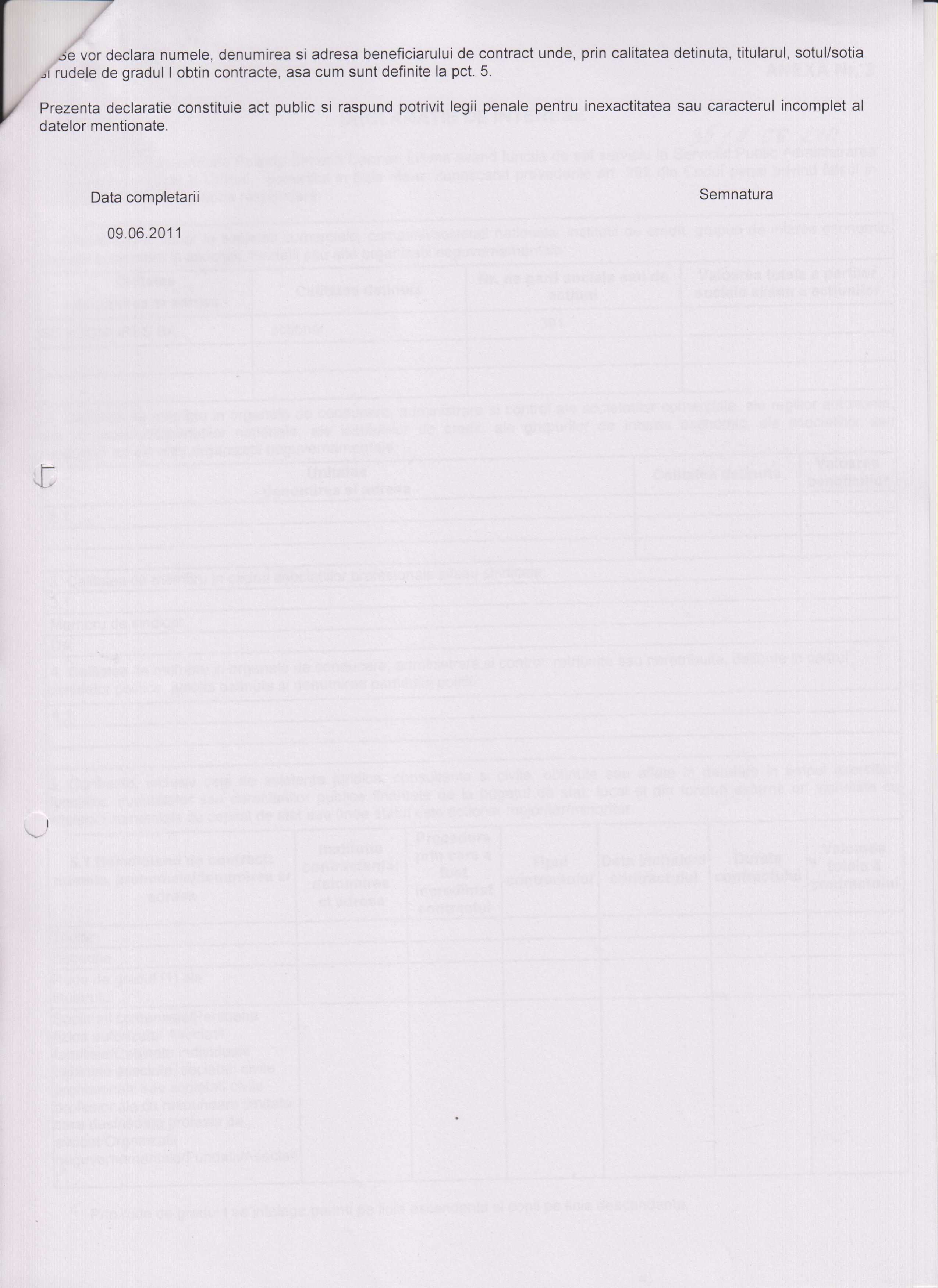 Declaratia de avere si de interese din data 21.09.2011 - pagina 6 din 6